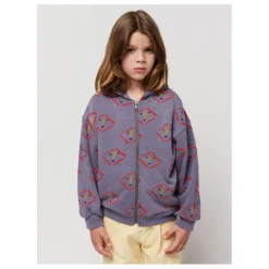 Best Bobo Choses Sweat Zippé Coton Bio Visages | Gris anthracite