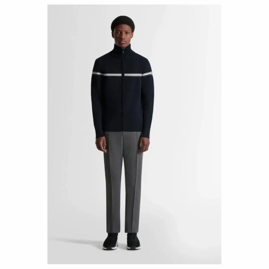Clearance Fusalp Sweat Zippé Wengen Fiz II Laine Mérinos | Bleu marine