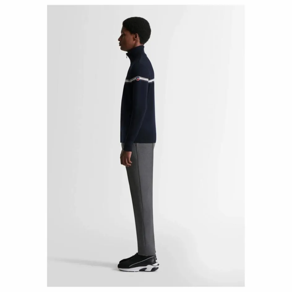 Clearance Fusalp Sweat Zippé Wengen Fiz II Laine Mérinos | Bleu marine