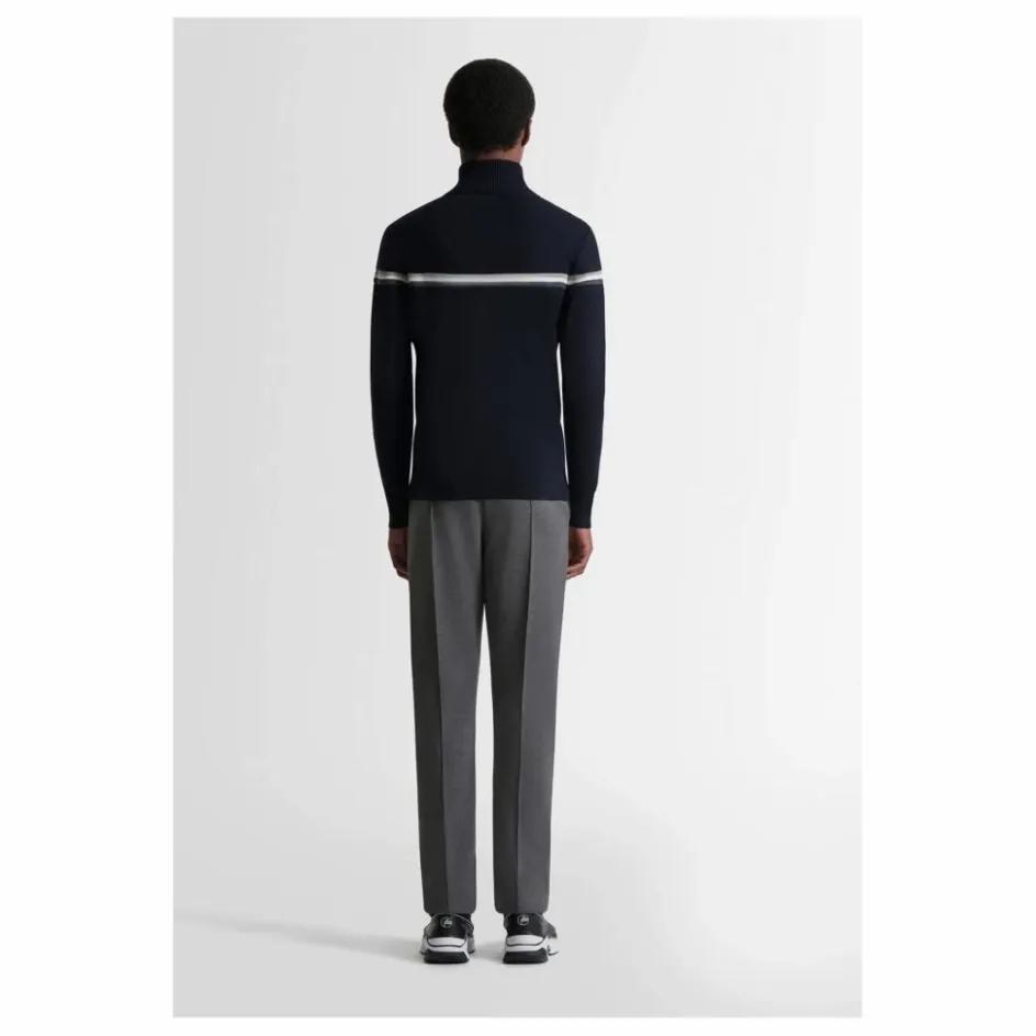 Clearance Fusalp Sweat Zippé Wengen Fiz II Laine Mérinos | Bleu marine