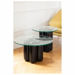 Clearance Cosin Table basse avec plateau en verre | Noir