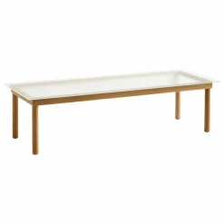 Outlet Hay Table basse en verre cannelé Kofi, piétement en | Chêne