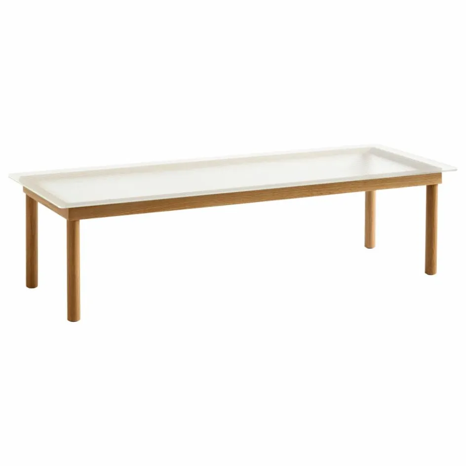 Outlet Hay Table basse en verre cannelé Kofi, piétement en | Chêne