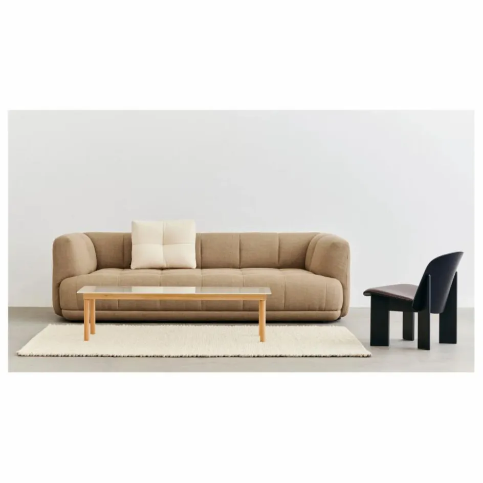 Outlet Hay Table basse en verre cannelé Kofi, piétement en | Chêne