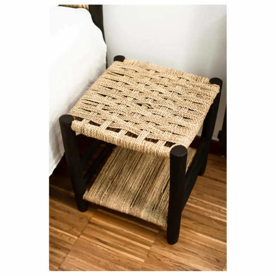 Sale Table de nuit en bois peint et palme | Tables, Bureaux|Lits, Tables De Chevet