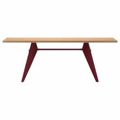 Outlet Vitra Table EM - piètement Rouge Japonais - Jean Prouvé | Chêne