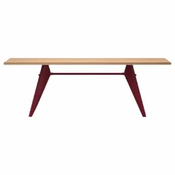 Outlet Vitra Table EM - piètement Rouge Japonais - Jean Prouvé | Chêne