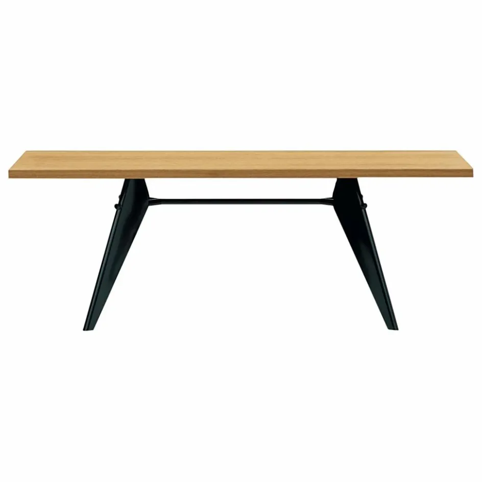 New Vitra Table EM en naturel huilé 220x90 cm - piètement noir - Jean Prouvé | Chêne
