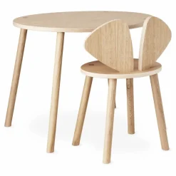 New Nofred Table et chaise d'écolier en Souris | Chêne