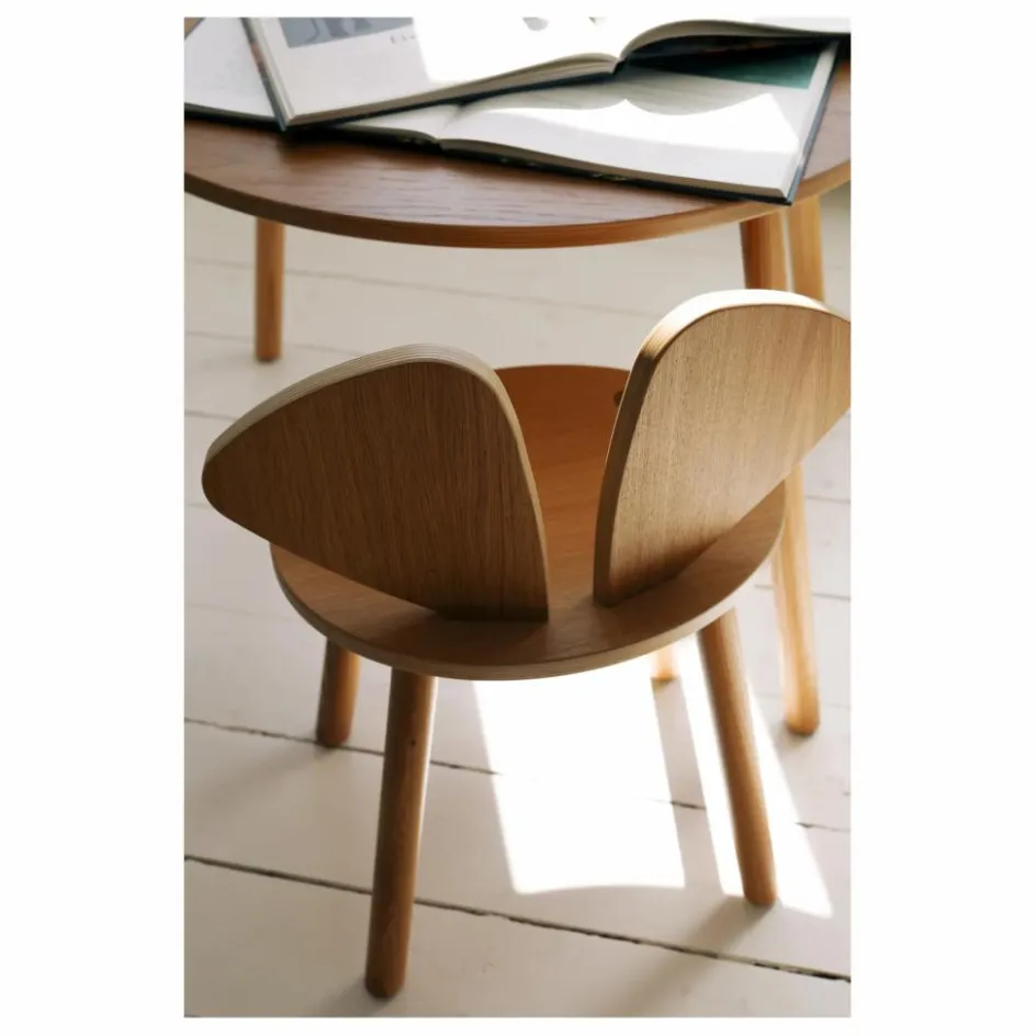 New Nofred Table et chaise d'écolier en Souris | Chêne