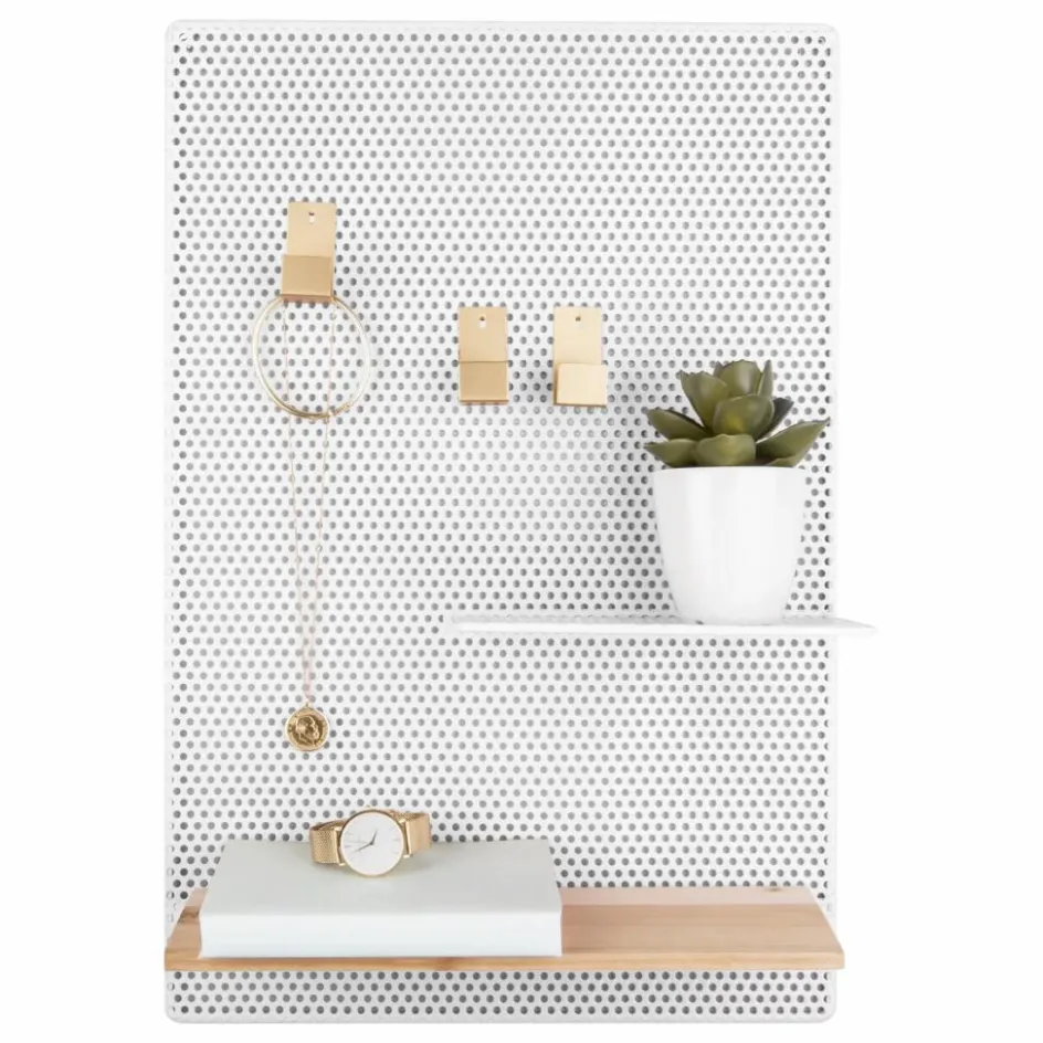 Clearance Present Time Tableau mémo en métal perforé | Blanc