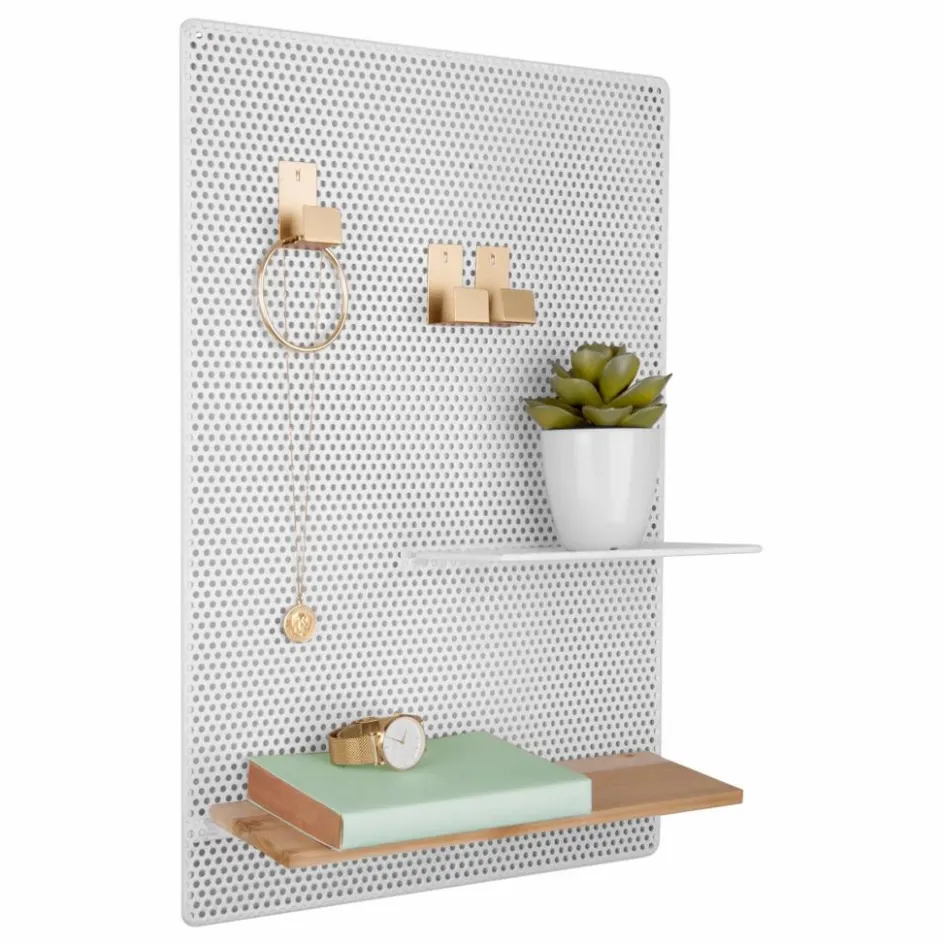 Clearance Present Time Tableau mémo en métal perforé | Blanc