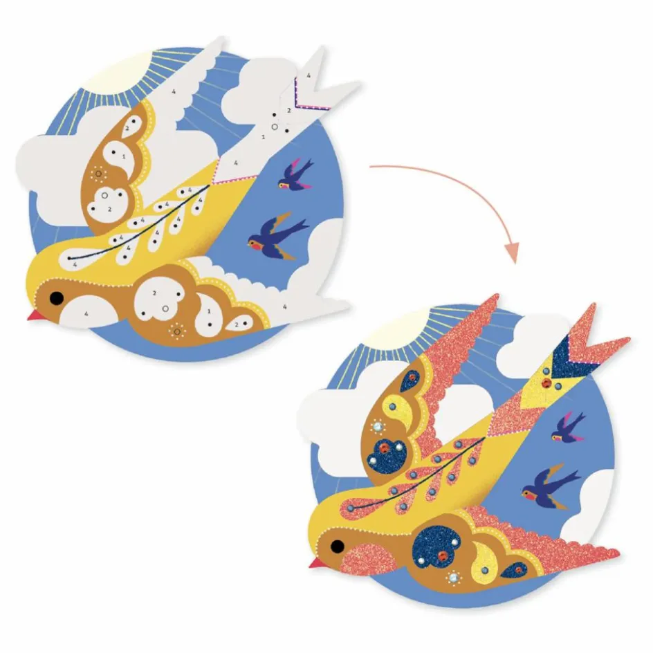 Clearance Djeco Tableaux à pailleter Paradisio Multicolore