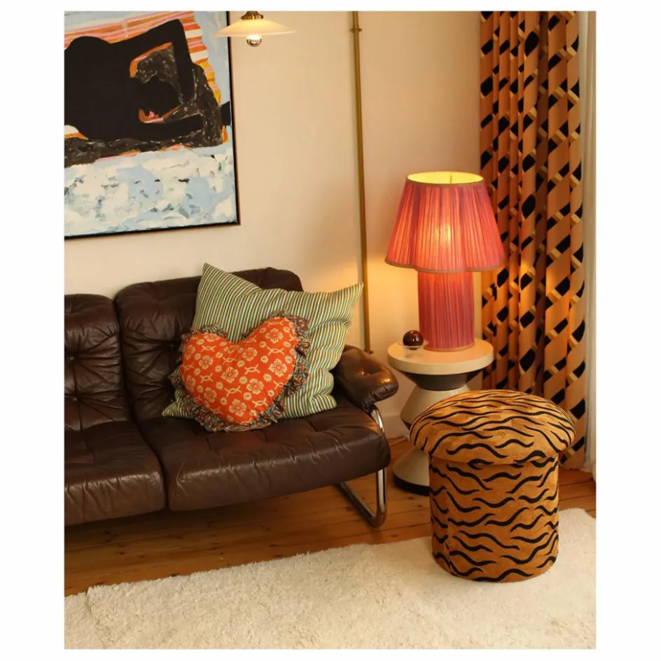 Sale Doing Goods Tabouret brodé Maya Tiger | Camel