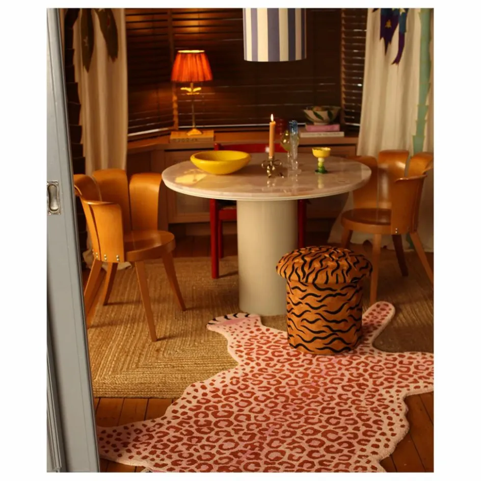 Sale Doing Goods Tabouret brodé Maya Tiger | Camel