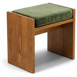 The Socialite Family Tabouret Chiesa velours côtelé brillant et frêne finition iroko || Poufs, Matelas De Sol