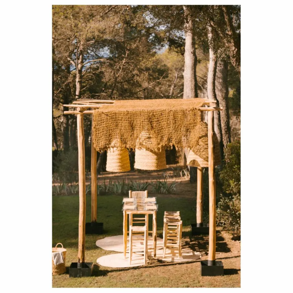 Hot Cosydar Tabouret de bar en bois brut et palme Naturel