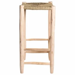 Hot Cosydar Tabouret de bar en bois brut et palme Naturel