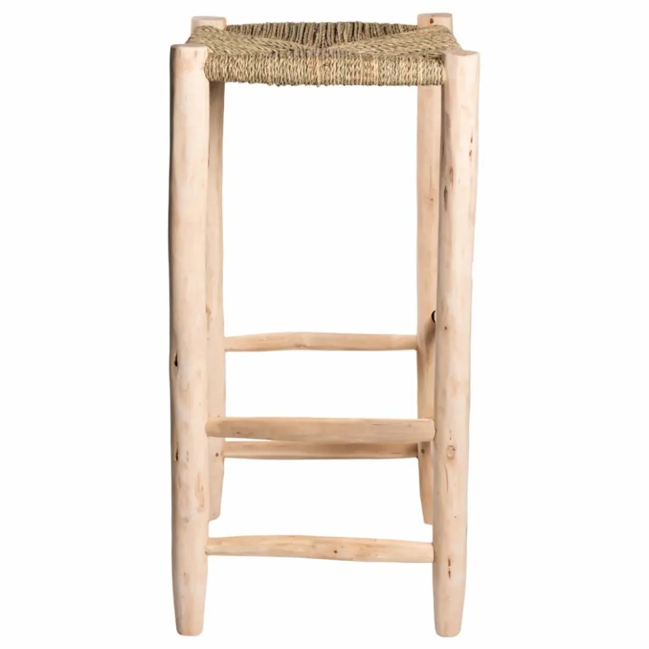 Hot Cosydar Tabouret de bar en bois brut et palme Naturel
