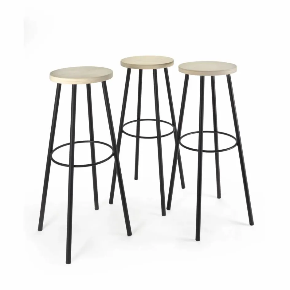 Clearance Serax Tabouret en bois, piétement en métal | Noir