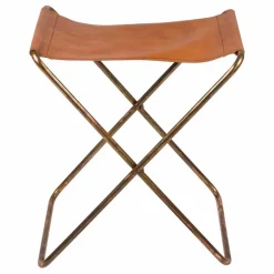 Online Broste Copenhagen Tabouret pliant Nola en cuir Naturel