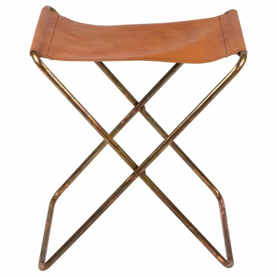 Online Broste Copenhagen Tabouret pliant Nola en cuir Naturel