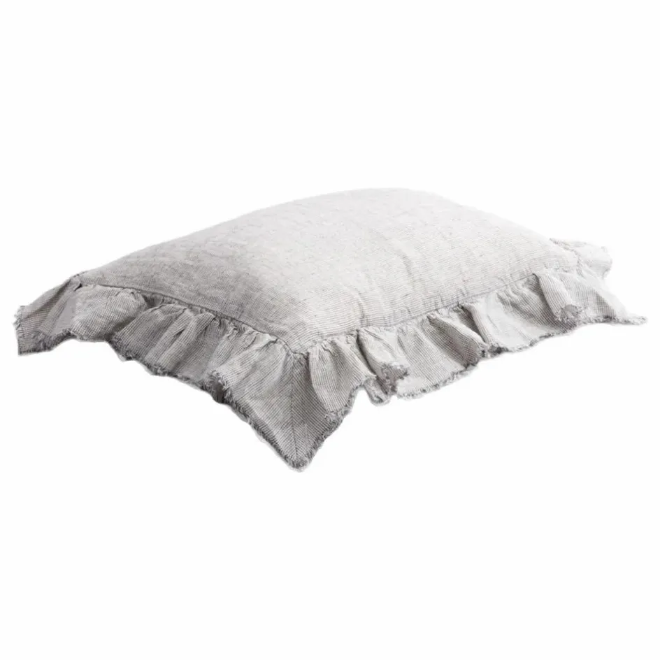 Outlet Maison de Vacances Taie d'oreiller Boho en Lin Lavé shaker | Stone