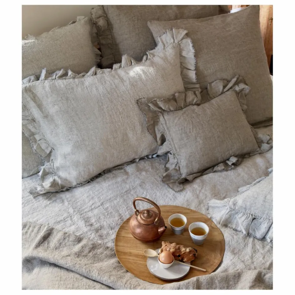 Outlet Maison de Vacances Taie d'oreiller Boho en Lin Lavé shaker | Stone