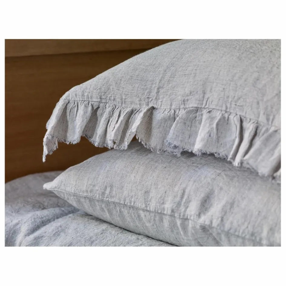 Outlet Maison de Vacances Taie d'oreiller Boho en Lin Lavé shaker | Stone