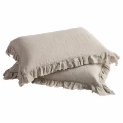 Maison de Vacances Taie d'oreiller Boho en Lin Lavé || Linge De Lit
