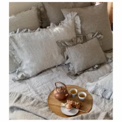 Maison de Vacances Taie d'oreiller Boho en Lin Lavé shaker | Nuage