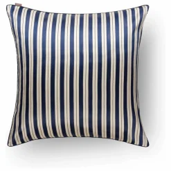 Discount Emily's Pillow Taie d'oreiller en soie de mûrier imprimé Rayures | Bleu foncé