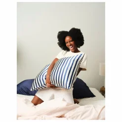 Discount Emily's Pillow Taie d'oreiller en soie de mûrier imprimé Rayures | Bleu foncé