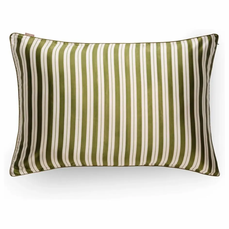 Best Emily's Pillow Taie d'oreiller en soie de mûrier imprimé Rayures | Vert
