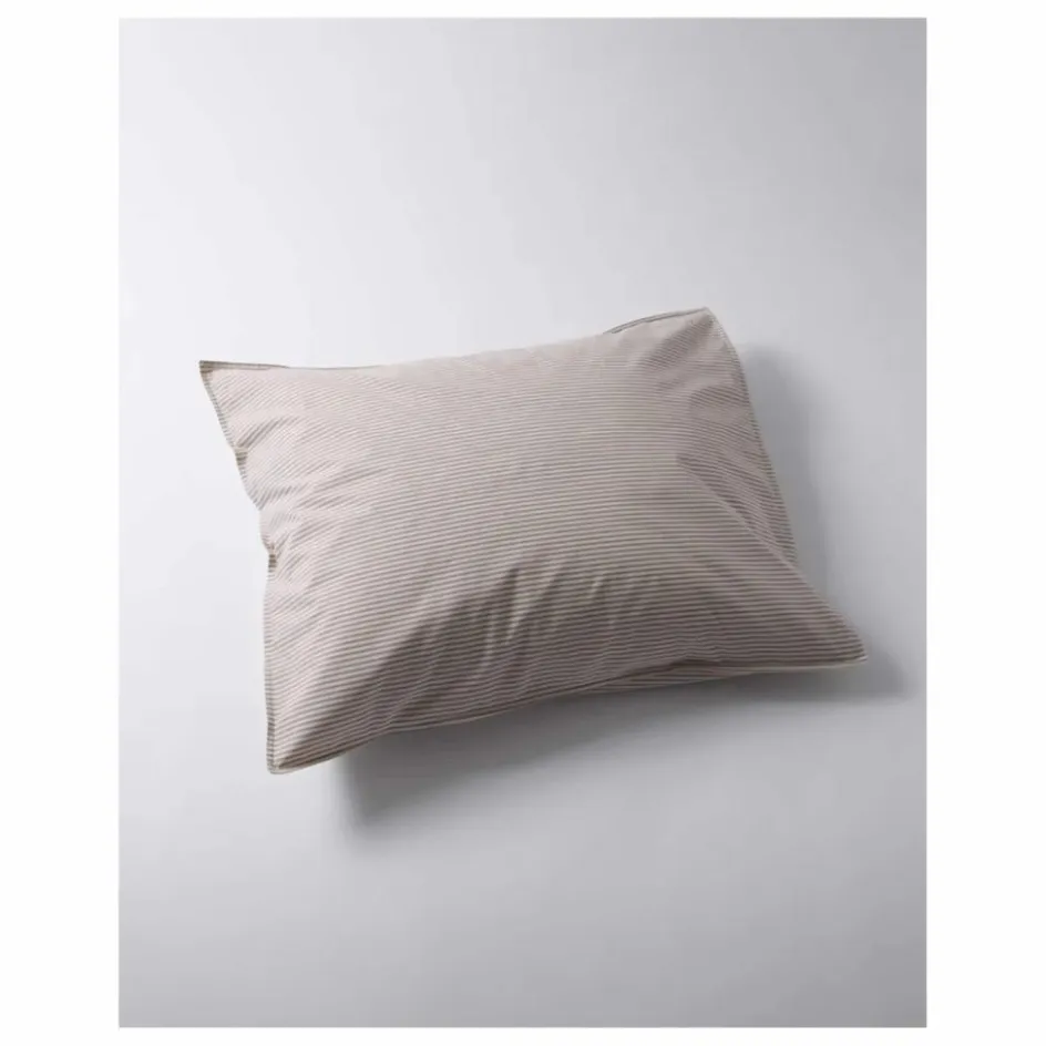 Suite 702 Taie d'oreiller Striped en percale organique - Brown-Ecru ||Enfant Linge De Lit Enfant|Linge De Lit