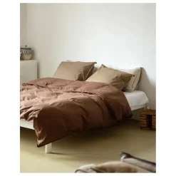 Suite 702 Taie d'oreiller Striped en percale organique - Brown-Ecru ||Enfant Linge De Lit Enfant|Linge De Lit