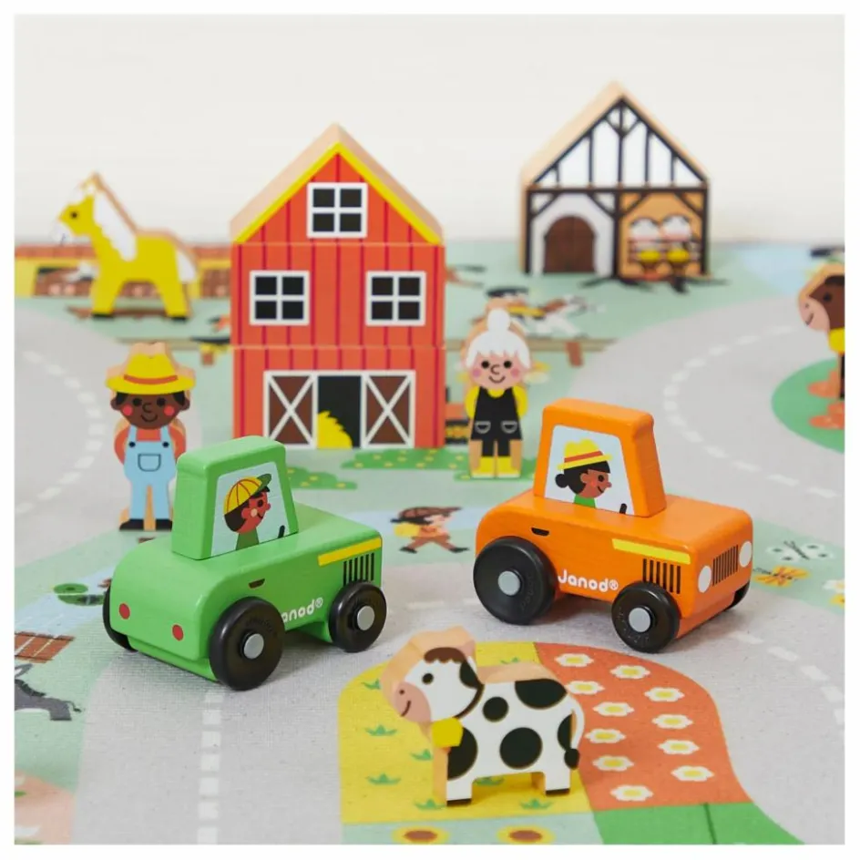 Janod Tapis avec circuit Campagne - Cross Roads| Garages, Circuits