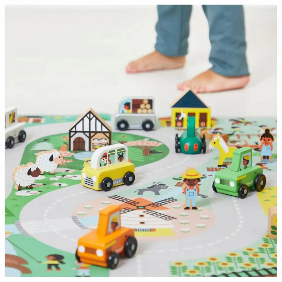 Janod Tapis avec circuit Campagne - Cross Roads| Garages, Circuits