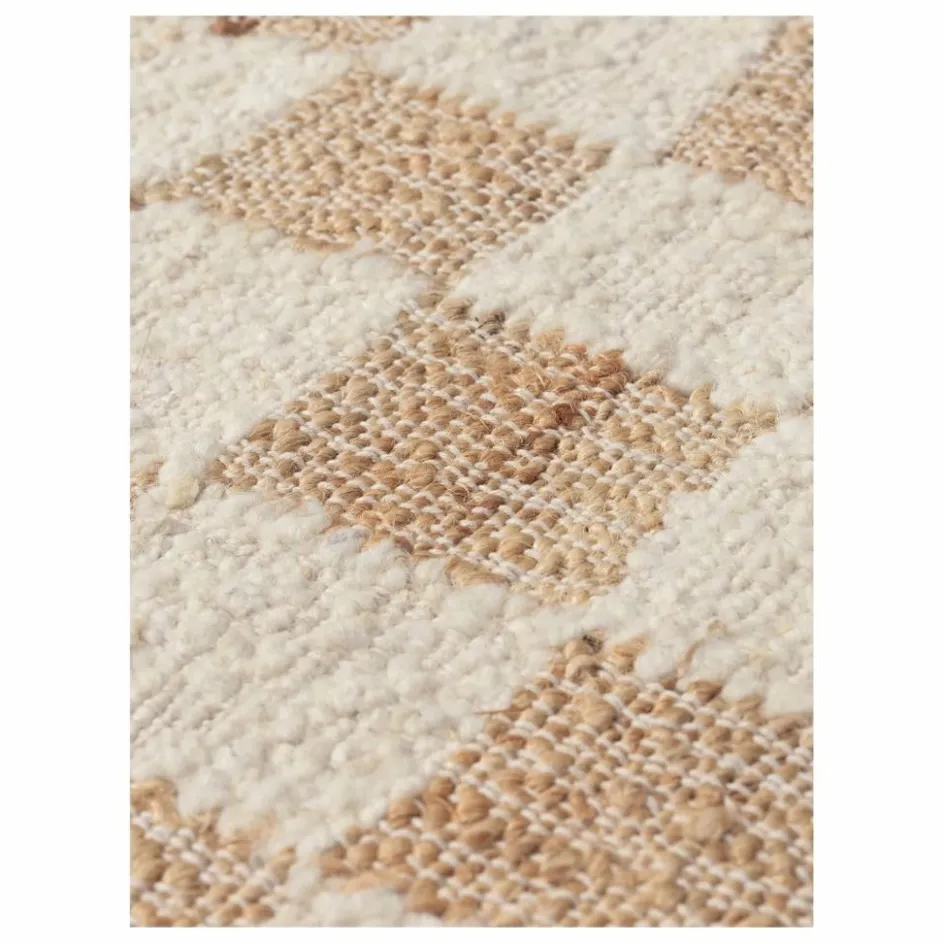 Hot Ferm Living Tapis en jute et laine Check | Blanc