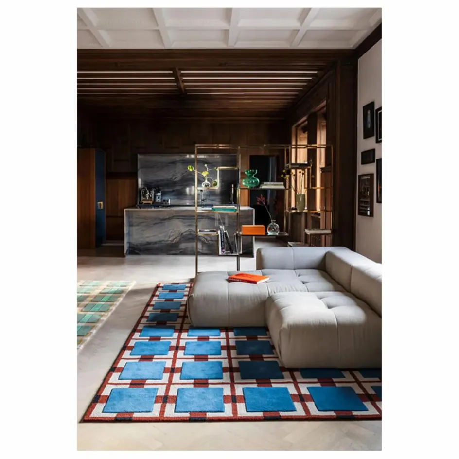 Layered Tapis en laine A walk in the park, Evelina Kroon | Bleu