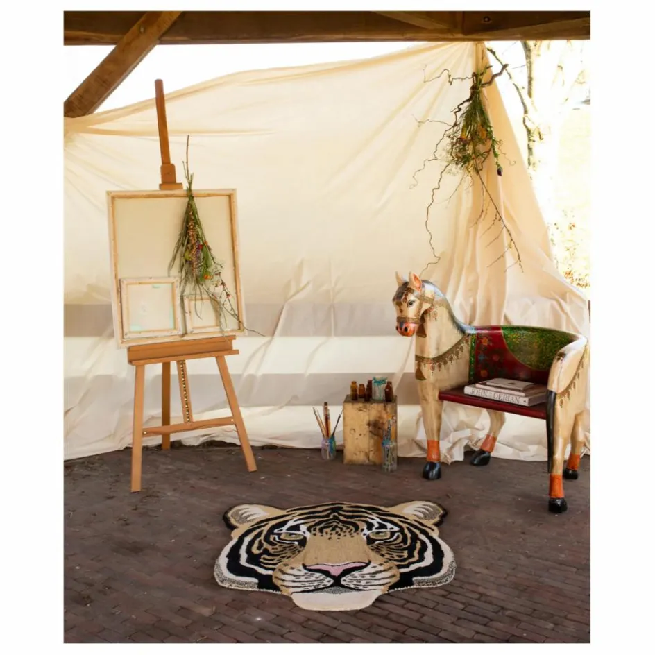 Clearance Doing Goods Tapis tête de tigre en laine Rajah | Sable