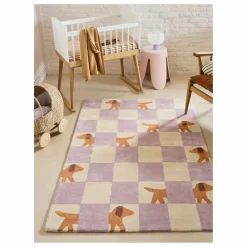 Bleuu-studio Tapis Walter Damier | Lilas|Enfant Tapis|Tapis Enfant