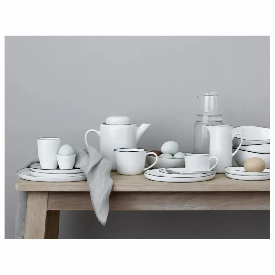 Outlet Broste Copenhagen Tasse avec soucoupe en porcelaine Salt Blanc