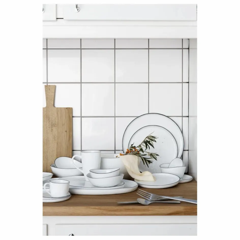 Outlet Broste Copenhagen Tasse avec soucoupe en porcelaine Salt Blanc
