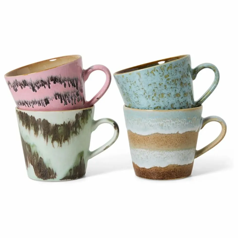 Hot HKliving Tasses à cappuccino Dada - Set de 4 Multicolore