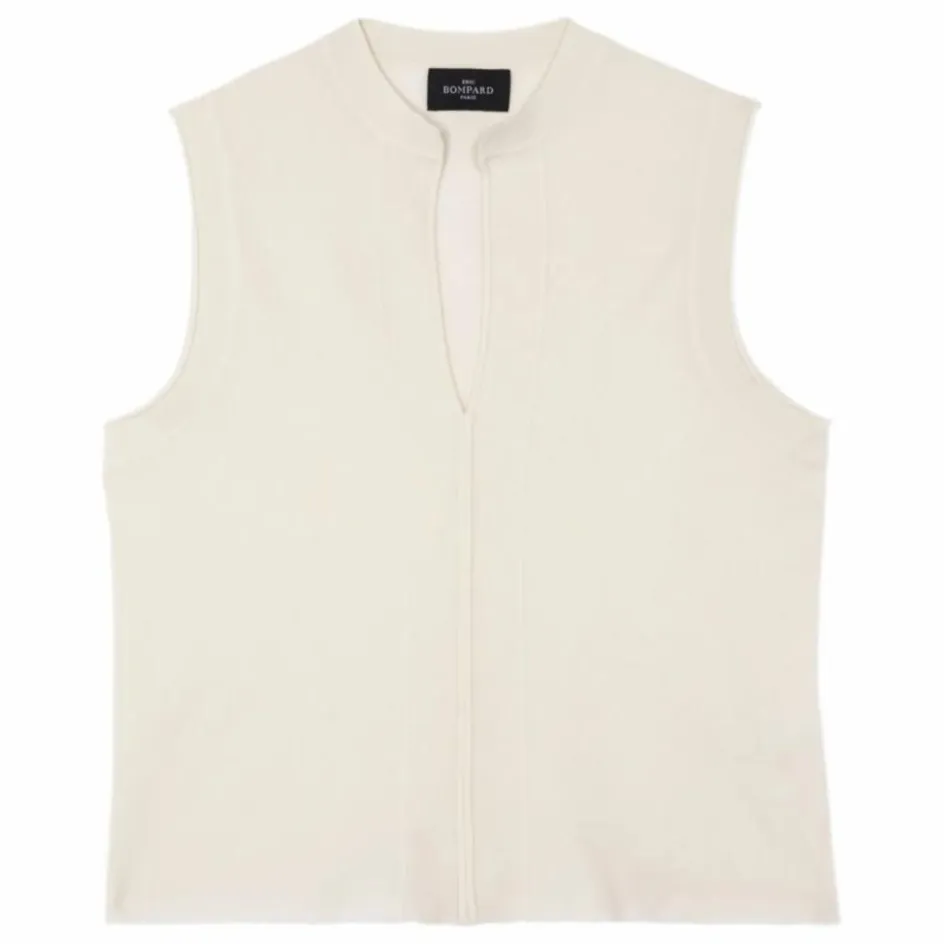 Bompard Top Col Tunisien Minimaliste Coton et Cachemire ||Femme Blouses, Chemises