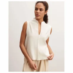 Bompard Top Col Tunisien Minimaliste Coton et Cachemire ||Femme Blouses, Chemises