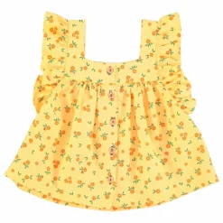 Discount Piupiuchick Top Fleuri Coton Bio | Jaune