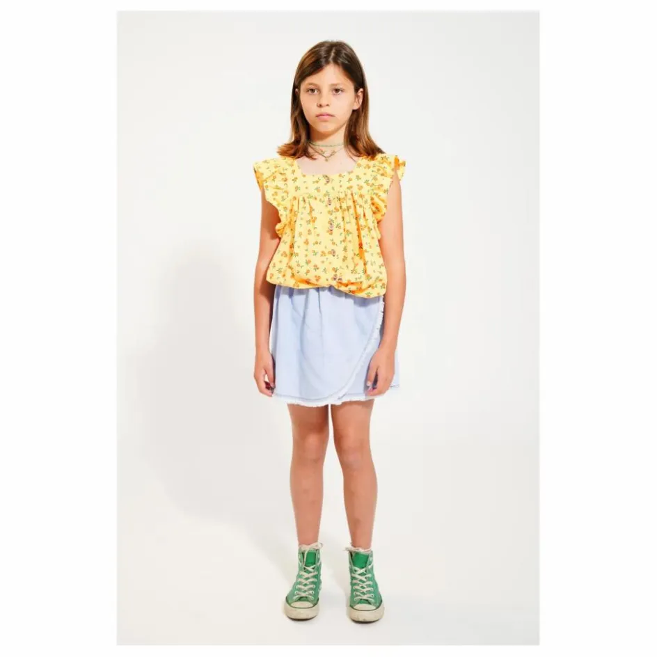 Discount Piupiuchick Top Fleuri Coton Bio | Jaune