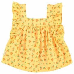 Discount Piupiuchick Top Fleuri Coton Bio | Jaune